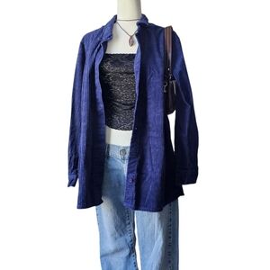 Vintage Blair Blue Corduroy Button Down Shacket Shirt |XLarge